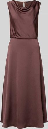 Swing Cocktailkleid mit Wasserfall-Ausschnitt in Dunkelbraun, Gr&ouml;&szlig;e 34