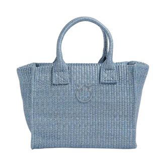 Pinko Tote Bags, female, Blue, Size: ONE SIZE Beach Shopper Mini