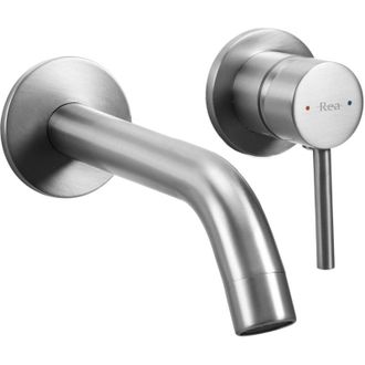 Rea rubinetto lavabo da parete owen nickel brush + box