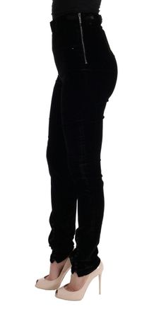 Ermanno Scervino Womens Black Velvet Slim Fit Pants Viscose