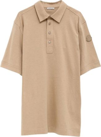 Moncler Polo in cotone con applicazione logo - Toni neutri