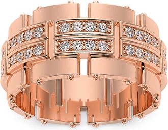 Pompeii3 3/4Ct Mens Round Cut Diamond 10MM Wide Ring Wedding Band 10k Gold Lab Grown