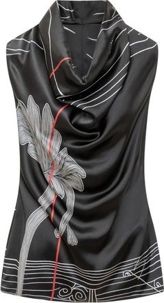 Ferragamo Monogram Jacquard Zijden Shirt - Dames - Blouses - Zwart - S - Overhemden
