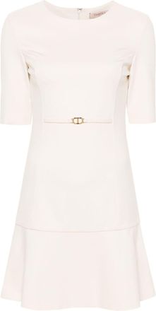 Twin-Set Oval-T waist strap mini dress - women - Viscose/Polyamide/Elastane/Polyester - 44 - Neutrals