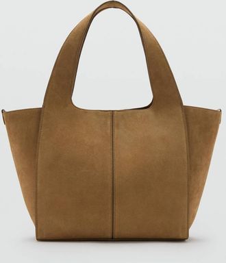 Mango Borsa shopper pelle marrone medio - Donna - Taglia unica - MANGO
