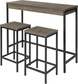 SoBuy Mesa y taburetes x2 estilo industrial madera color natural