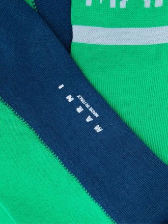 Marni Mens Logo Intarsia Color-Block Socks Green Clothing > Underwear