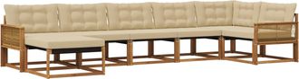 vidaXL Conjunto De Sof&aacute;s De Exterior 7 Uds. Natural Y Beige Vidaxl