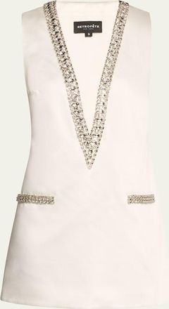 Retrofête Nancie Crystal Plunging Mini Dress