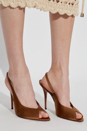 Amina Muaddi Satin High-heeled Shoes Kristina, Womens, Brown
