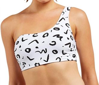 Volcom Tag Ur It Printed Reversible One Shoulder Bikini Top In Black