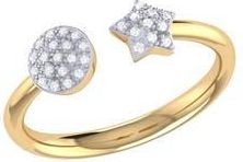 LuvMyJewelry Dreamer Full Moon & Star Diamond Ring - 0.09ct. in 14Kt Gold Vermeil On Sterling at Nordstrom Rack, Size 7