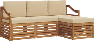 vidaXL Conjunto De Sof&aacute;s De Exterior 4 Uds. Natural Y Beige Vidaxl