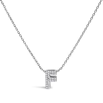House of Brilliance 10K Gold Diamond Accent A-Z Initial Bubble Pendant Necklace
