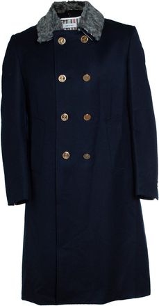 Thom Browne Fu pin tuck cavalry twill Chesterfield coat