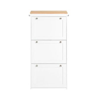 SoBuy Zapatero estrecho con 3 solapas mdf blanco