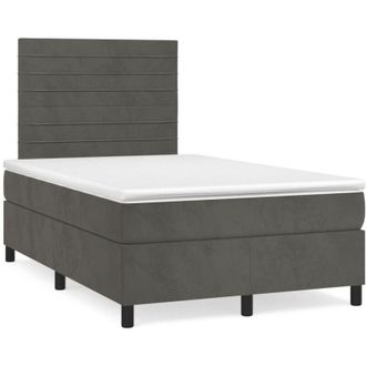 vidaXL Cama Box Spring Con Colch&oacute;n Terciopelo Gris Oscuro 120x190 Cm Vidaxl