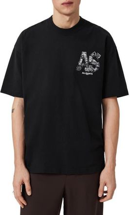 AllSaints Mixtape Cotton Graphic T-Shirt in Jet Black at Nordstrom, Size Large