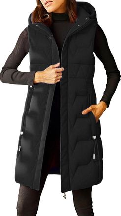 Generic A Large Sized Form Fitting Detachable Live Cap Fashionable Vest For Women Warm Stylish In Autumn Winter Mid Length Cotton WomenS Ski Jackets Plus Size