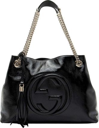 Gucci Black Patent Leather Soho Medium Shoulder Bag (Authentic Pre-Loved)