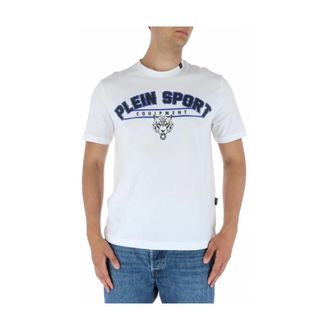 Plein Sport T-Shirts, male, White, S, Tiger Head TShirt Casual Style