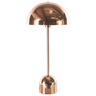 Beliani L&aacute;mpara De Mesa De Metal Cobrizo Negro Brillante Noche Escritorio Macasia