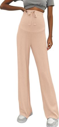 Generic Maternity Trousers Maternity Casual Sweatpants Summer Outer Ice Silk Wide Leg Sweatpants Summer Thin Section Loose Casual Straight Trousers Lounge Pan