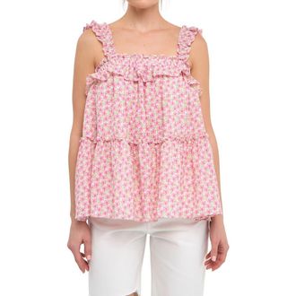 Free the Roses Floral Ruffle Flounce Tank in Pink at Nordstrom, Size X-Small