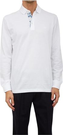 Etro Polo Shirt met Lange Mouwen en Print - Heren - Polos - Wit - XL - Katoen - Tops