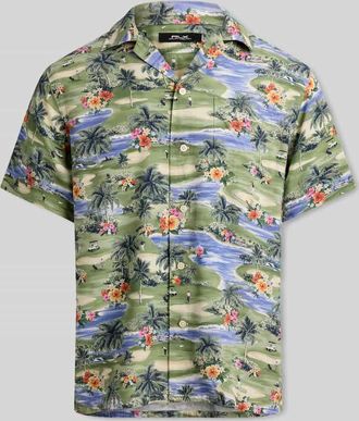 Polo Ralph Lauren Kurzarm Freizeithemd mit Allover-Print in Hellgruen, Gr&ouml;&szlig;e XXL