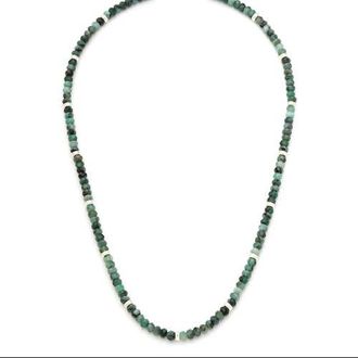 Jan Leslie Gemstone Beaded Necklace With Sterling Silver Lobster Closure in Emerald at Nordstrom, Size 18