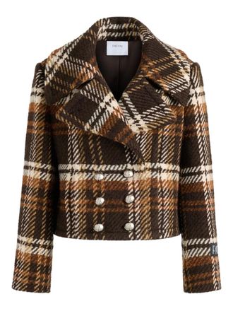 Patou plaid double-breasted jacket - women - Virgin Wool/Viscose - 36 - Brown