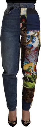 Dolce & Gabbana Patchwork Jacquard Denim Relaxed Jeans - Dames - Slim Fit Jeans - Veelkleurig - 2XS - Denim - Jeans