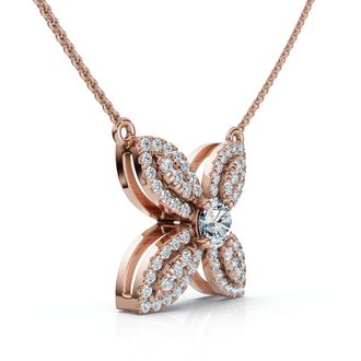 Pompeii3 1/2Ct Diamond Flower Pendant 14k Gold 18 Necklace Lab Grown
