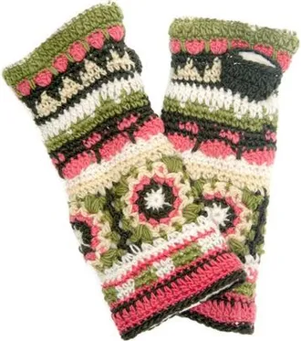 Nirvanna Designs Dreams Crochet Handwarmers in Green Combo at Nordstrom