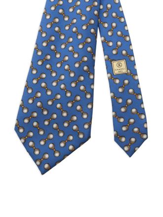 Chanel 1986-1988 all-over pattern silk tie - men - Silk - One Size - Blue