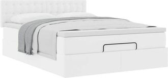 vidaXL Estructura Cama Otomana Colch&oacute;n Cuero Sint&eacute;tico Blanco Vidaxl