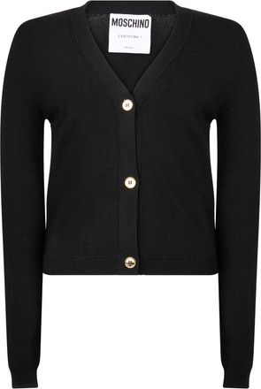 Moschino Truien & Vesten, Dames, Zwart, 2Xl, Klassieke Zwarte Vest met Centrale Knopen