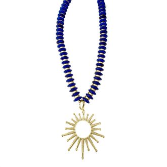 Gemelli Womens Amelia With Open Sun Charm Beaded Necklace In Blue