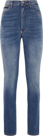 Philipp Plein Super High Waist Jegging - Dames - Skinny Jeans - Blauw - W31 - Katoen - Jeans
