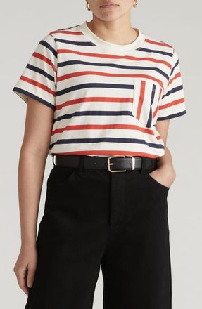 Universal Standard Breton Stripe T-Shirt in Red/white/blue Stripe at Nordstrom, Size Xxx-Large