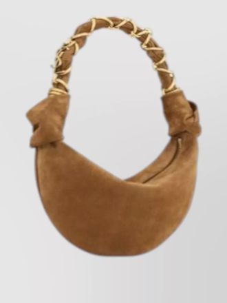 Saint Laurent suede purse braided handle gold tone hardware