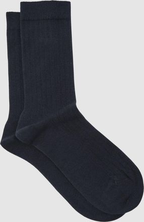 Reiss Navy Cotton Blend Ribbed Loafer Socks, Q16