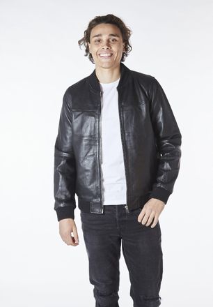 Bolongaro Trevor Mikey leren bomberjack voor heren in zwart