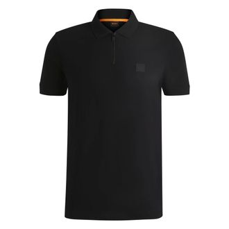Boss Orange by Hugo Boss Tops, Heren, Zwart, S, Katoen, Ritssluiting Poloshirt Klassieke Stijl