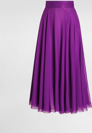 Dolce & Gabbana Chiffon Midi Skirt - Woman Skirts Purple Silk 40