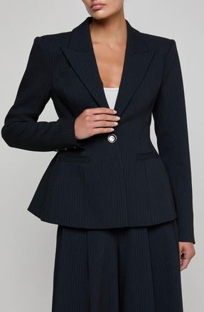 L'agence Therese Cinch Waist Blazer in Midnight/Ivory Pinstripe at Nordstrom, Size 00