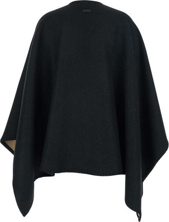 Ferragamo Womens Reversible Cape Nadir Black Cashmere-Wool Coat