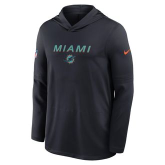 Nike Miami Dolphins Rivalries Collection Sideline Nike Mens Dri-FIT NFL Long-Sleeve Hooded Top in Blue | 03B94FA9P-3NZ