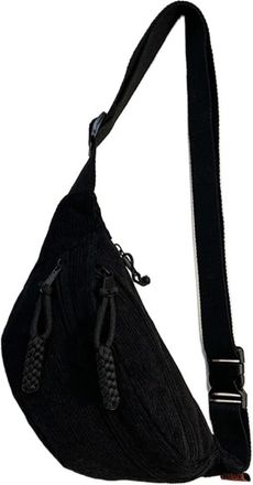 Generic Women Casual Corduroy Belt Bags, Compatible For Shoulder Crossbody Chest Bag(Black)